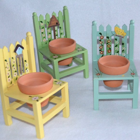 Wooden Chair Plant Stand Set - Picture 6 of 14